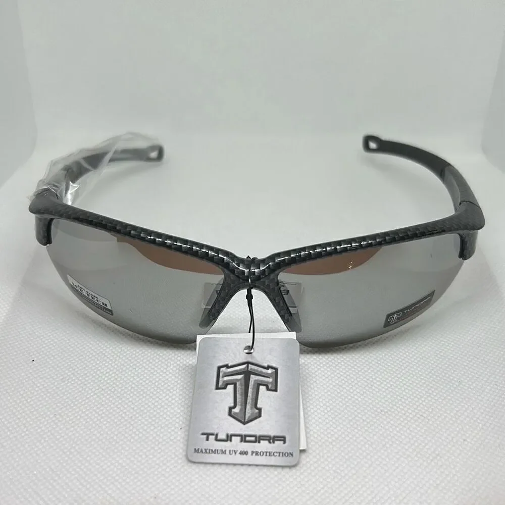 Tundra Mens Semi Rimless Mirrored Wrap Sunglasses